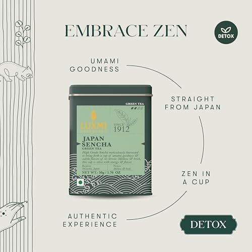 LUXMI ESTATES JAPANESE SENCHA GREEN TEA 50G/1.76OZ (25 CUPS)|AUTHENTIC FIRST FLUSH SENCHA LOOSE LEAF|MILD RICH & REFRESHING