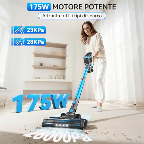Ziaggnar Wireless Vacuum Cleaner, 6 in 1 Ultra-Light Wireless Electric Broom, 55 Minutes Runtime, Anti-Winding, Powerful Vacuum Cleaner for Floors/Carpets/Animal Hair