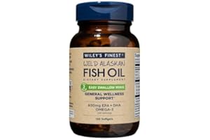 Wiley's Finest Wild Alaskan Fish Oil Easy Swallow Minis - Omega-3 Fish Oil Supplement for Adults and Kids - Double-Strength 630mg EPA and DHA Natural Supplement - 120 Mini Softgels (60 Servings)
