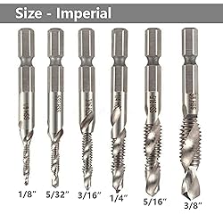 Yakamoz 6PCS Drill Tap Combination Bit Set HSS