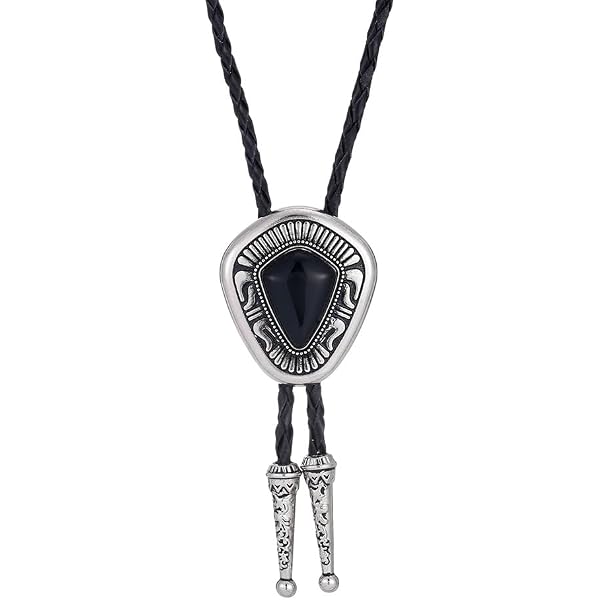 QUKE Stone Bolo Tie - Genuine Leather & Turquoise Stone Handmade Western Cowboy Necktie For Men & Women - View #2
