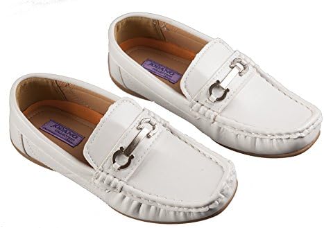 Boys White Loafers Slip on Dress Shoes Sized from Boys 10 to Big Boys 5 (Boys 12)
