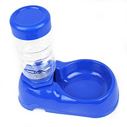 ttnight Pet Dog Puppy Cat Automatic Water Dispenser Food Dish Bowl Feeder (Blue)
