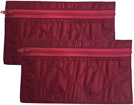 Two Pack Of Budgeting Envelopes, Zippered Wallet, Reusable Spending Allowance Cash Envelope System, Nylon Organizer Bag (Small, Raspberry)