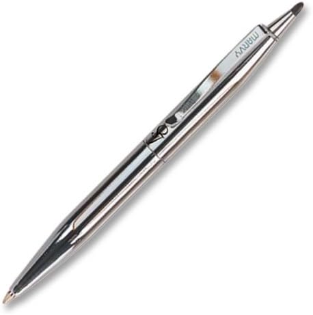 Marvy St Tropez Petite Ballpoint Pen - Ink Color: Black - Barrel Color: Silver - 1 Each