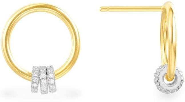 COLLECTION TOI ET MOI Small Earrings With Sliding Rings - Silver And Yellow Silver AE11607XRH