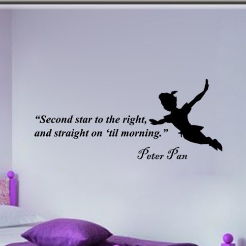 Peter Pan Second Star to The Right Wall Quote Vinyl Wall Art Decal Sticker
