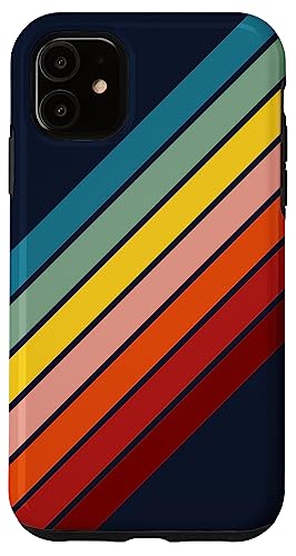 iPhone 11 Rainbow Color 70s Style Retro Summer Stripes Case