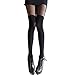 Polytree Mock Ribbed Thigh High Pantyhose Black
