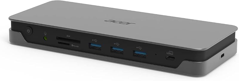 USB Type-C Gen1 Dock, Docking Station con porte USB Type-C con USB 3.1 Gen1, DisplayPort, HDMI, RJ-45, SD Card Reader, Cavo di Alimentazione EU, Grigio