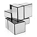 D-FantiX Shengshou Mirror Cube 2x2 Speed Unequal Cube Shape Puzzles Silver Black