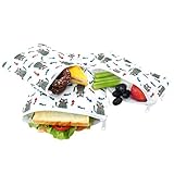 Langsprit Premium Reusable Sandwich & Snack Bags-Washable Lunch Bags- Set of 3 - (Cat)