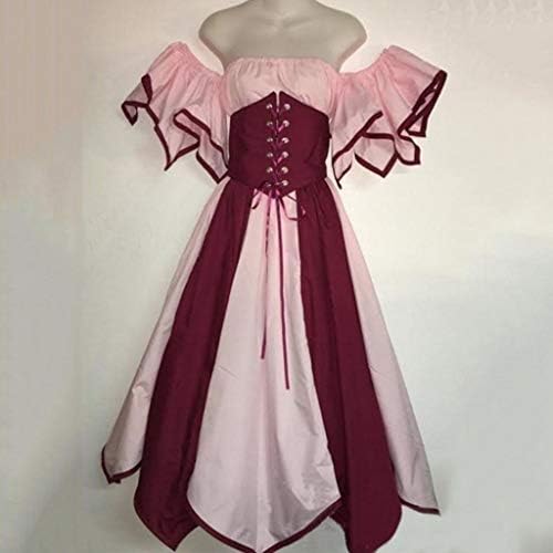 レディース ドレス Bobogojp 夏中世風半袖レトロオフネック綴じ合わすミモレワンピース パーティー コスプレ エレガント ヴィンテージハロウィン ステージ 着痩せ 文化祭 演劇 かわいい 人気 舞台仮装クリスマス ｓ 3ｘｌ B07ttcwkp9 1 284円 新商品 新型 安い