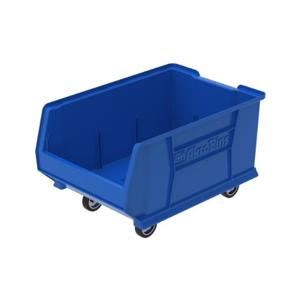 Akro-Mils 30288 Mobile Super Size Plastic Stacking Storage Akro Bin, 24-Inch x 16-Inch x 11-Inch, Blue