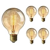 KINGSO Vintage Edison Bulb 60W Incandescent Antique Dimmable Light Bulb Dimmable for Home Light Fixtures Squirrel Cage Filament E27 Base G80 110V (4 Pack)