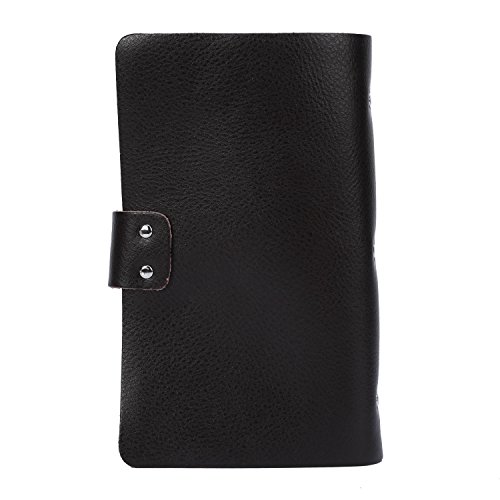 Genuine Leather Credit Card Holder Business ID Card Case Wallet Style 96 Box Name Card Holder Book with Button Black