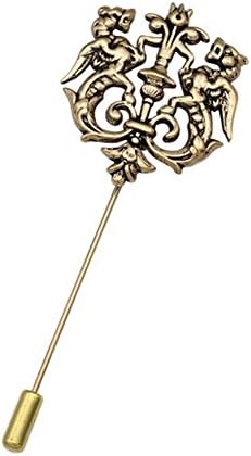 Mens Double Rampant Lion Crown Stick Lapel Pin Tie Hat Badge Brooch(2 Pcs)