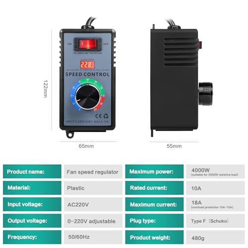 Ailao Speed Controller 220V Motor Speed Controller 220V Use for Angle Grinder/Hand Drill Blower/Circular Saws Voltage Regulator Power of 4KW