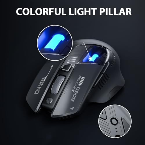 INPHIC A9 Explorer Bluetooth Mouse, Dual-Mode Bluetooth 5.0/2.4G wireless Mouse rechargeable, 2400 DPI, RGB breathing light, visible battery indicator, cordless mouse for Laptop/PC/Computer