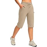G Gradual Women's 15'' Long Shorts Below The Knee Hiking Cargo Capris Stretch Quick Dry Bermuda Shorts for Women with Pockets