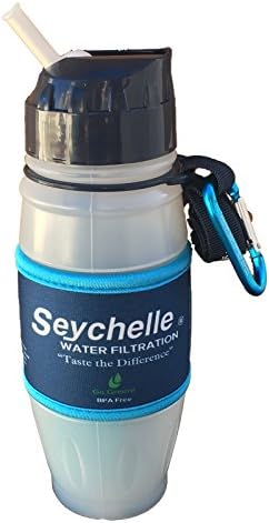 NBCPrep Seychelle pH2O Pure Water Filtration Bottle – Dual-chambered pH20 Filter with Alkaline pH Enhancing Filter and Radiological Filter