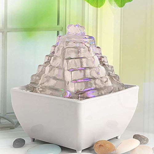 crapelles Indoor Tabletop Fountain (with Color Changing) Pyramid