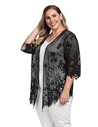 Kimono de encaje festoneado para dama