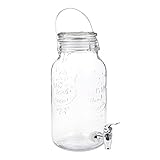 4 Liter/ 1 Gallon Mason Jar Drink Dispenser - Glass Beverage Dispenser with Spigot, Bail Lid Closure and Steel Handle