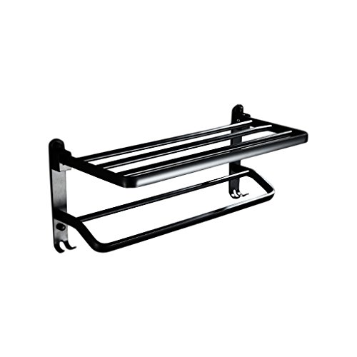 FJXLZ® Towel rack, Free punching Retro Fold Aluminum material Towel rack Black 40cm, 50cm, 60cm Wall-mounted stainless steel ( Size : 50cm )