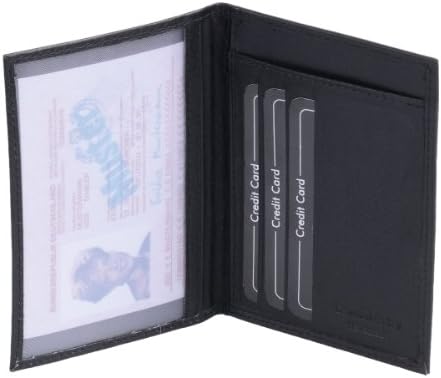 Avanco Men's Leather ID Card Holder 4.7 x 3.5 x 0.2 inch Black