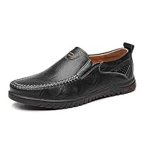 Bon Soir Men Loafers Driving Loafers Comfortable Slip On Men Flat Shoes(Black-Lable 43/9 D(M) US Men)