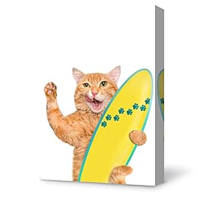 Canvas Wall Art Skateboard Cat Modern Home Decor Canvas Painting Wall Decoration for Bedroom Living Room - 12x18 inches