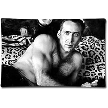 Reawoo Custom Black and White Funny Nicolas Cage Pillowcase Soft Nap Pillow Cover Protecter with Zipper 20x30 Inches