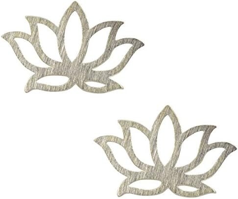AppleLatte Lotus Flower Earrings, Silver Plated Stud