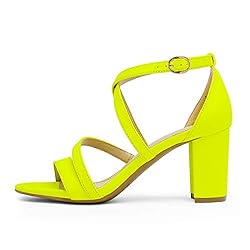 DREAM PAIRS Women's Neon Lime Nubuck Open Toe Cross