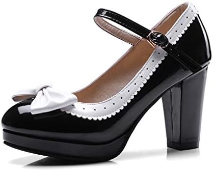 HILIBWoman's High Heel Lolita Shoes Cute Bowknot Mary Jane Shoes