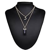 UMS Moon Necklace Natural Stone MultiLayer Moon Choker Necklace Pendant Fashion Jewelry For Women and Girls