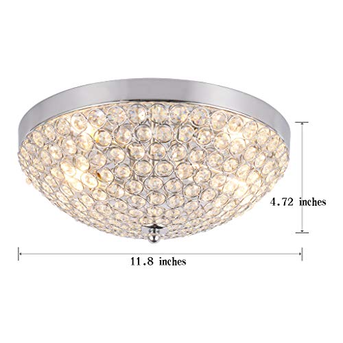 Beyonds Modern Elegant Ceiling Light Flush Mounted Crystal Ceiling Lamp, 11.8" X 4.72", Chandelier Pendant Light Fixtures for Living Room, Foyer, Hallway, Office, Stairway