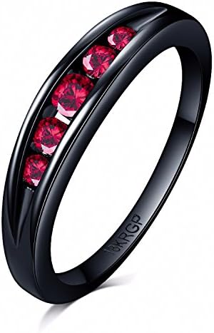 RUVEE Titanium and Red Crystal Alloy Ring for Women