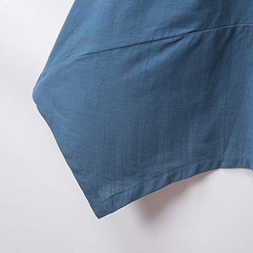 image for Toimothcn Women's Cotton Linen Tunic Tops Half Roll Sleeve Plus Size C