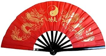 Amazon Co Jp 中国武術 太極拳用武術扇子 双龍柄 赤 黒 ３３センチ 太極扇子 太極拳 扇子 表演 カンフー 踊り 中華風 スポーツ アウトドア
