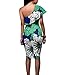 PRETTYGARDEN Women's One Off Shoulder Floral Printed Ruffle Chest Bodycon Midi Dress (Large, Style 1)