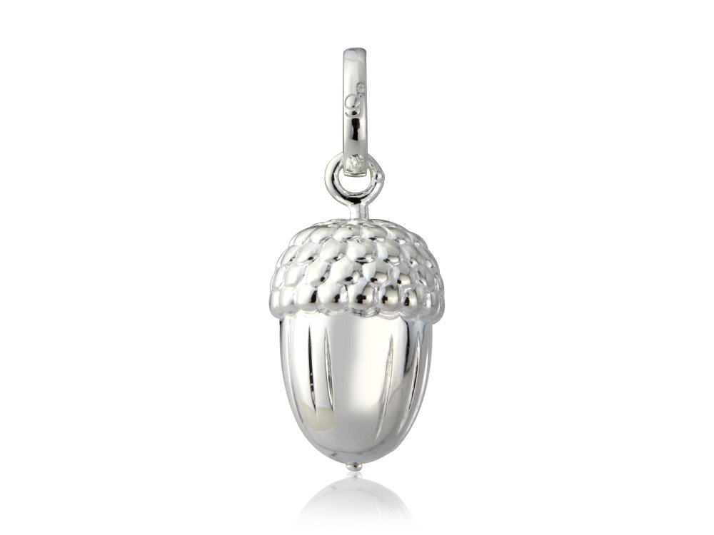Gemma J Polished Sterling Silver Acorn Charm – Premium Highly Detailed Symbolic Pendant Jewellery for Bracelet/Necklace