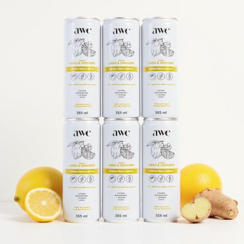 AWE Limão e Gengibre - Bebida Fitness Energética - Pack com 6 Unidades - Lata 355 ml
