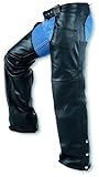 Carroll Leather Motorcycle Chaps with covered Zipper (Black, Small)