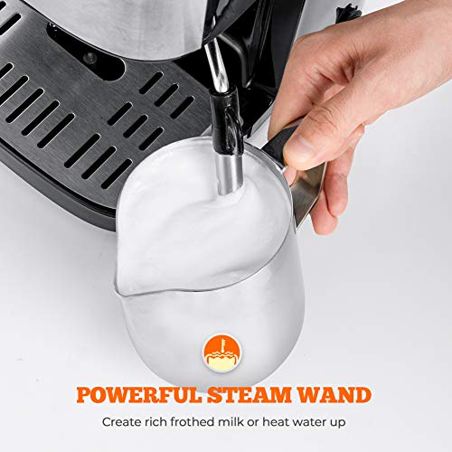 JASSY Espresso Coffee Machine, 19 Bar Pump Espresso Maker With Milk Frother Steam Wand, for Cappuccino, Latte, Mocha, Macchiato, Thanksing Christama Present, Black(JS101)