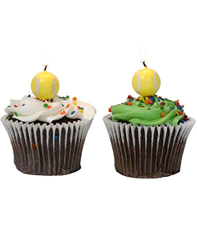 Tennis Ball Birthday Candles (5-pack, Spherical Tennis Ball Birthday Candles on Picks) Tennis Party  - //coolthings.us