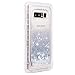 Galaxy Note 8 Case, Dexnor Glitter 3D Bling Sparkle Flowing Quicksand Liquid Bumper Clear 3 in 1 Shockproof TPU Silicone + PC Heavy Duty Protective Defender Cover for Samsung Galaxy Note 8 - Silver