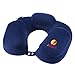 Andake Foldable Neck Pillow, Quick Inflating Deflating Comfortable Portable with Detachable Pillowcase (Gray/Blue, Mouth Blowing/Push-Button Blowing) (Mouth Blowing Blue)