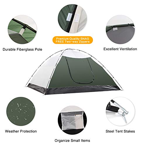 SEMOO Camping Tent, Double Layer Lightweight Traveling 3-4 Person 4-Season Tent with Carry Bag
